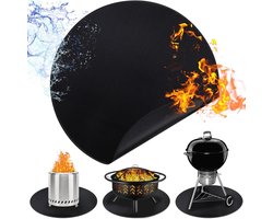 1 stuk - 24 inch ronde vuurvaste ondergrillmat - oliebestendige waterdichte BBQ-mat - geschikt voor Solo Stove Bonfire - draagbaar en herbruikbaar - voor terras, patio, gras -buitengrillaccessoires - zwart