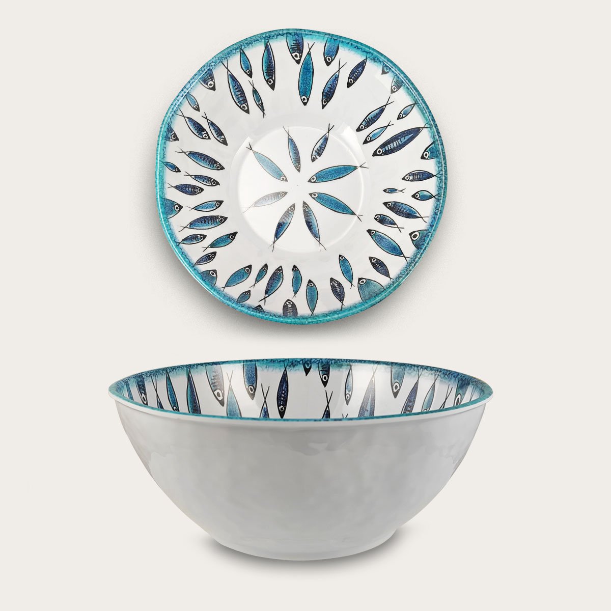 Arca Fish collection - Melamine kom Ø32xH11cm – licht in gewicht – makkelijk stapelbaar – voor binnen en buiten