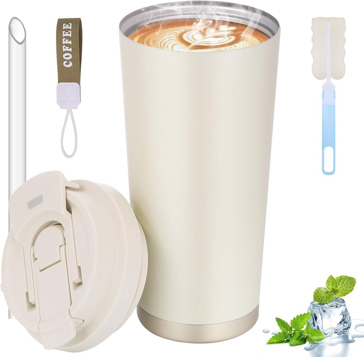 Hejo Roestvrijstalen Reismok 530 Ml – Geïsoleerde Koffiebeker Met Lekdicht Deksel – Warm & Koud 12 Uur – Zwart