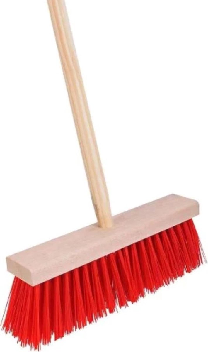 Harde Tuinbezem Nylon - 30 cm - Straatbezem - Buiten Bezem met steel 120 cm