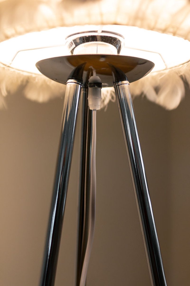 Staanlamp wit veren vloerlamp/leeslamp