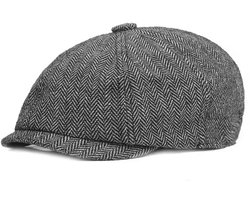 CHPN - Flatcap - Herenpet - Klassieke pet - Cap - Zwart/Wit - One size- Unisex
