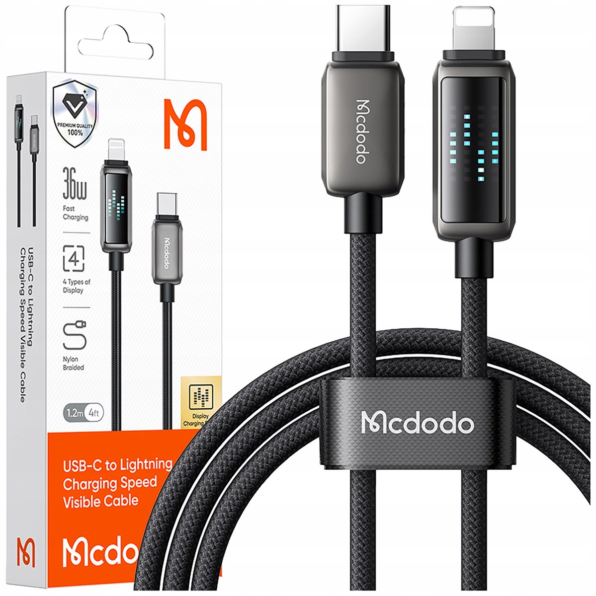Mcdodo Oplader Usb-C Lightning Snel Opladen Kabel Voor Iphone 1M Geleid