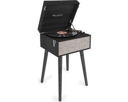Platenspeler op poten - Audizio Fremont - Retro platenspeler met meubel - Met Bluetooth - zwart