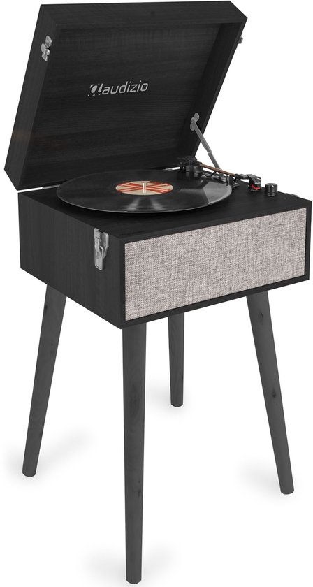 Platenspeler op poten - Audizio Fremont - Retro platenspeler met meubel - Met Bluetooth - zwart