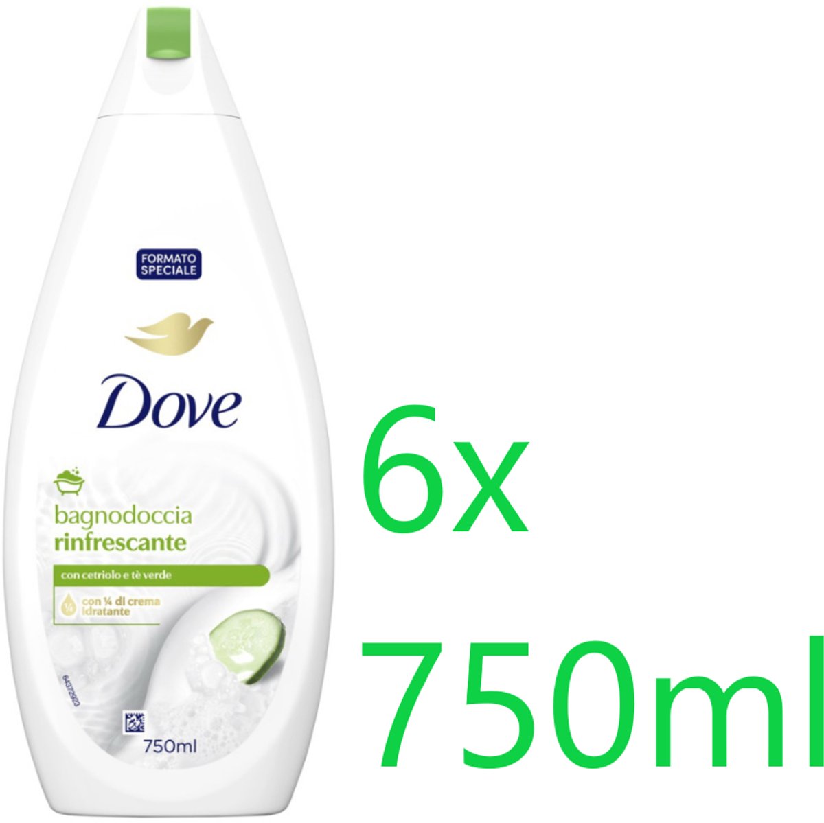 Dove Refreshing - Douchegel - 6 x 750 ml - Voordeelverpakking