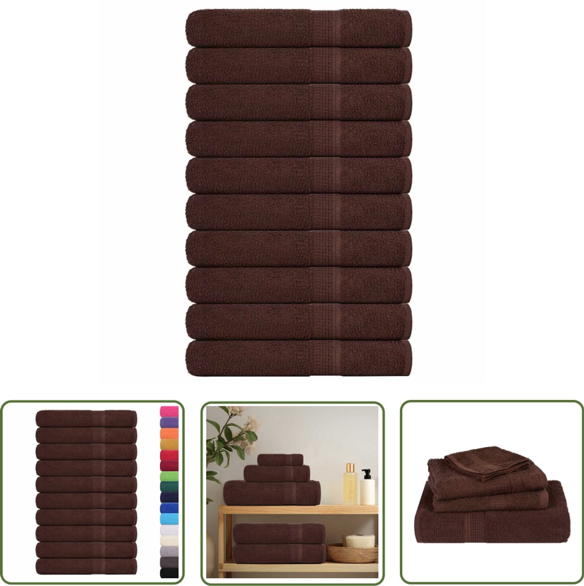 The Living Store Saunahanddoeken 10 st 80x200 cm 360 g/m² 100% katoen bruin - Saunahanddoek - Katoenen Handdoek - Sauna Accessoires - Bruine Handdoek - Absorptievermogen