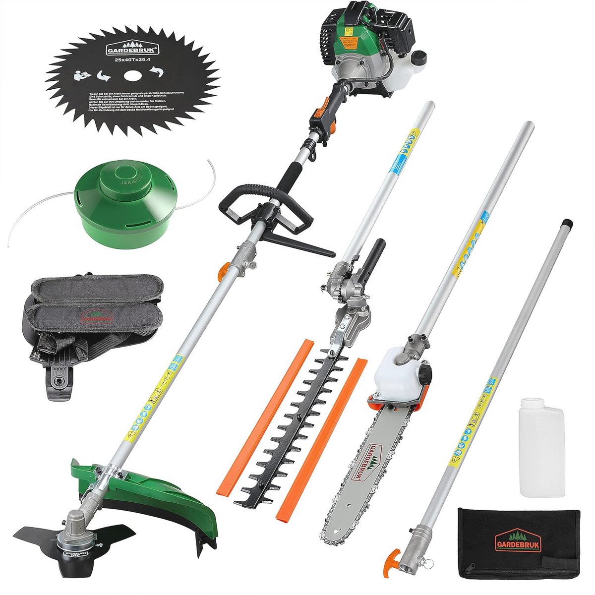 5-in-1 Multitool Tuingereedschap met Benzinemotor voor Snoeien en Zagen
