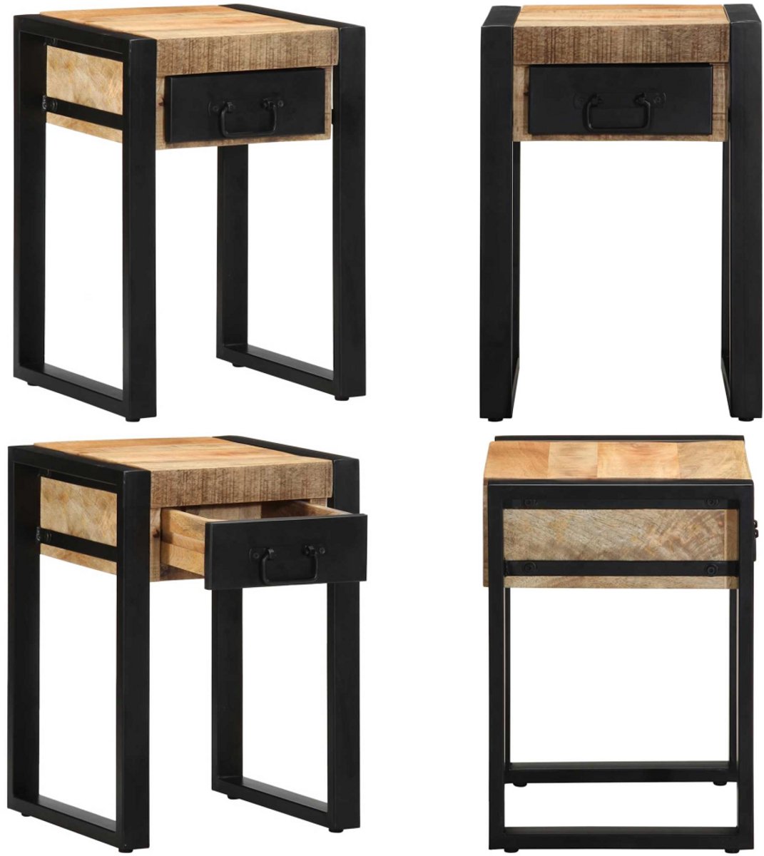 vidaXL Bijzettafel - 35x35x50 - cm - massief - ruw - mangohout Bruin