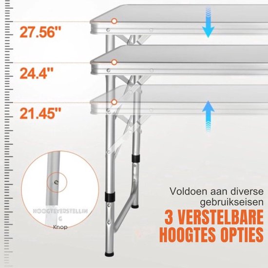 Klaptafel - Campingtafel - 120x47x70 cm - 4 tot 6 personen - Met vakken — afbeelding 5