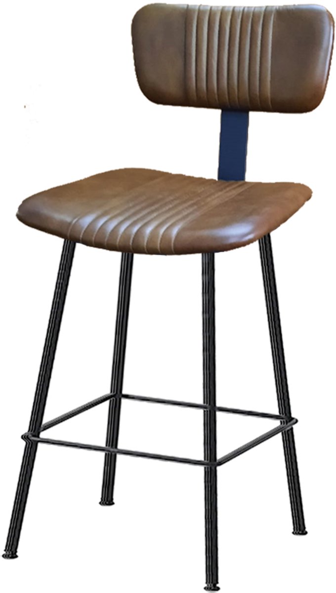 by Mooss - Barstoel - Barkruk - Meg - Oker - Leer - Retro - Set van 2