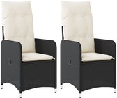 vidaXL Lot de 2 Chaises de jardin réglables avec coussins en résine tressée noire - Chaises de jardin - Chaises de jardin - Chaise de Jardin - Chaise de patio