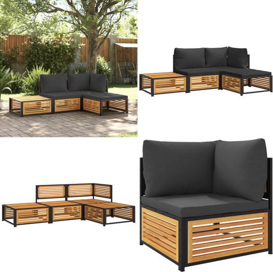 vidaXL 7-delige Loungeset met kussens massief acaciahout crème