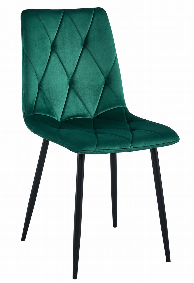 Eetkamerstoel LIBRA Groen – Zwarte Metalen Poten, Modern Velvet Bekleding, Ergonomisch Design, Max. 120 kg
