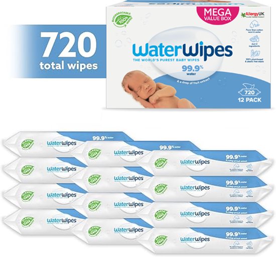 WaterWipes Billendoekjes Bio - 12 x 60 stuks - 720 doekjes