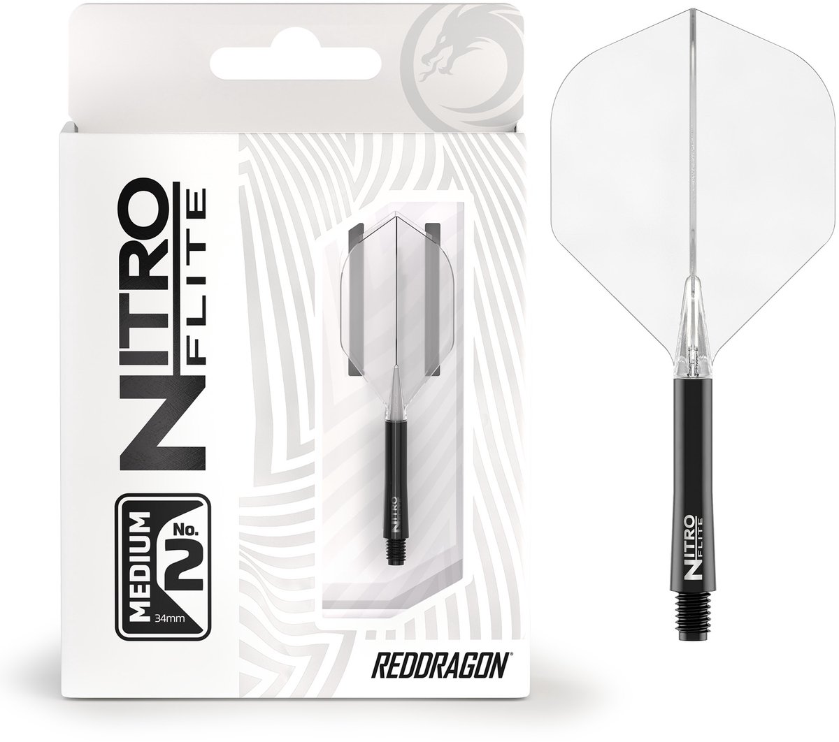 RED DRAGON Darts - Nitro Flite Flight & Shaft - Zwart/Transparant - Medium