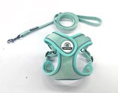 Ensemble harnais et laisse pour chien Cavlicious® X-TRA - chien moyen - velours - turquoise - L