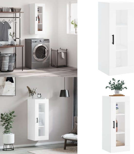 vidaXL - Hangkast Lyon - Wit - Bewerkt hout - 60x31x60 cm | Leen Bakker