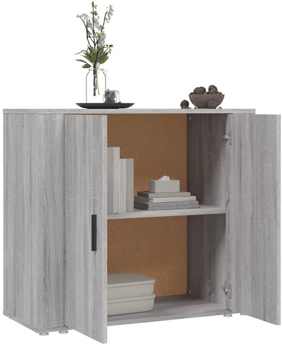 Buffet vidaXL 80 x 33 x 70 Commodes , bois traité, couleur chêne Sonoma gris.