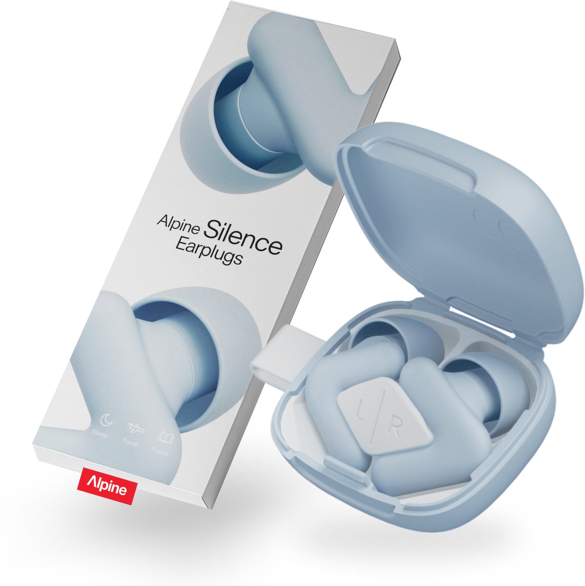 Goedkoopste Alpine Silence Oordoppen - Oordoppen slapen - Vlieg oordoppen - voor Slapen, Focus & Reizen - Comfortabele, Herbruikbare Gehoorbescherming - Nauwsluitende V-vorm & Zachte Ovale Tips – 4 Maten XS/S/M/L – Tot 25dB Geluidsdemping – Blauw