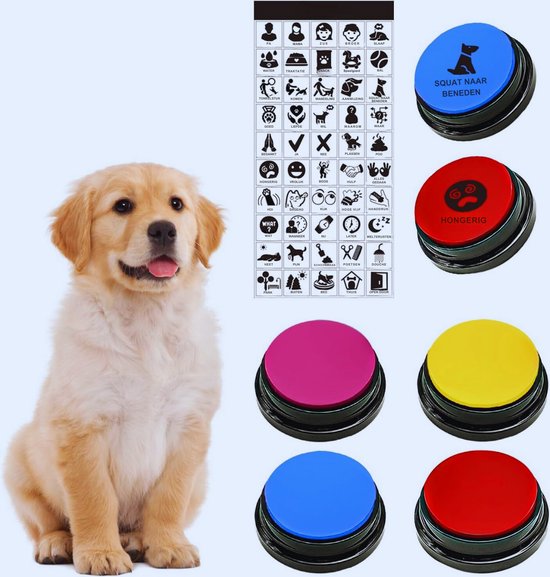 4-delige Spraakopname Geluidsknop, Multifunctionele REC-knop Opneembare Praatknoppen 30S Communicatieknoppen voor Honden
