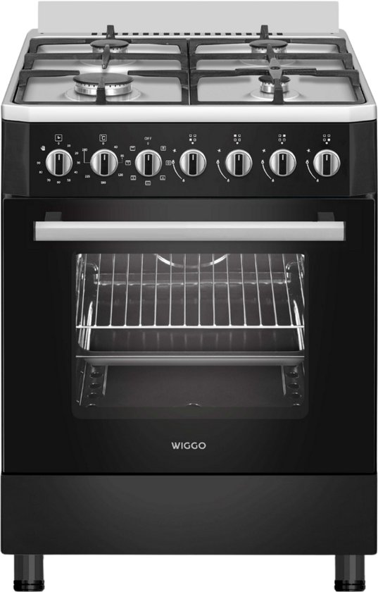 Wiggo WO-E605R(BX) - Serie 5 - 60 cm - Gasfornuis - Zwart Rvs