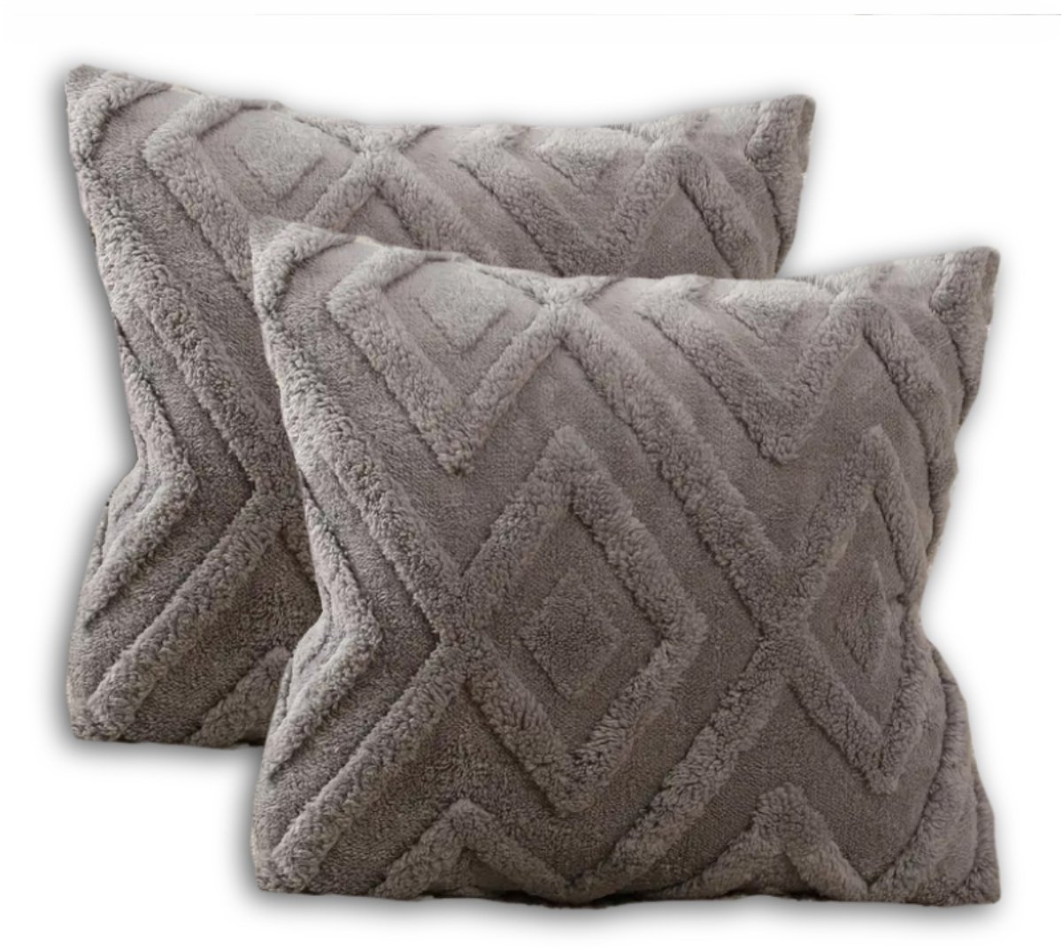 Sierkussen set van 2 45x45 cm Grijs | Inclusief binnenkussens | Zachte, Luxe & Vierkante Sierkussens voor Bank & Woonkamer