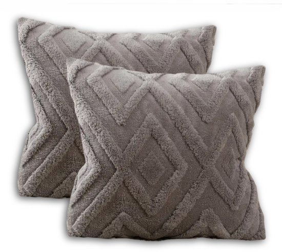 Sierkussen set van 2 45x45 cm Grijs | Inclusief binnenkussens | Zachte, Luxe & Vierkante Sierkussens voor Bank & Woonkamer