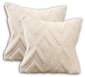Sierkussen set van 2 45x45 cm Wit | Inclusief binnenkussens | Zachte, Luxe & Vierkante Sierkussens voor Bank & Woonkamer