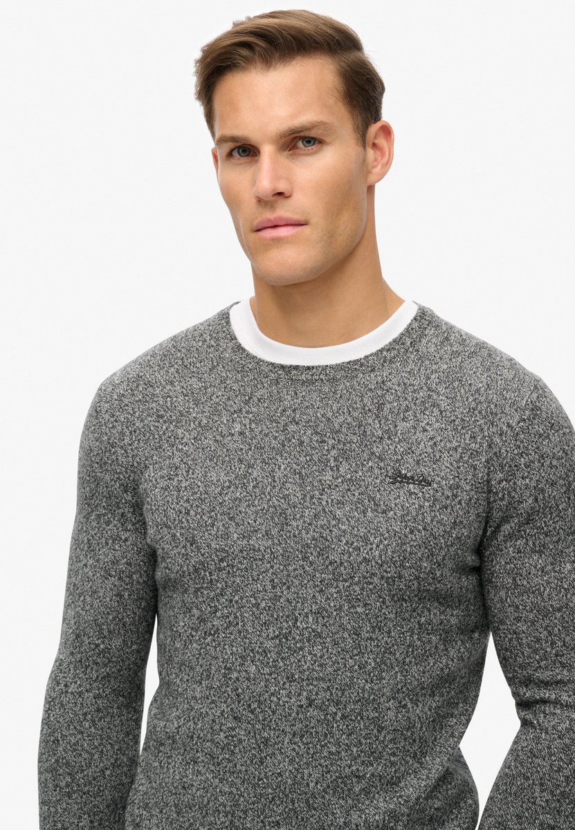 Superdry Essential slim-fit trui met ronde hals Heren Sweaters Dark Charcoal Jaspe