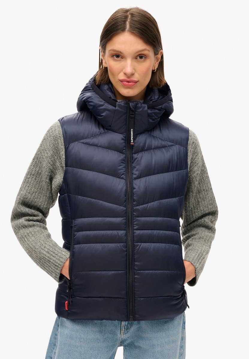 Superdry Gewatteerde Fuji bodywarmer met capuchon Dames Gilets Marineblauw
