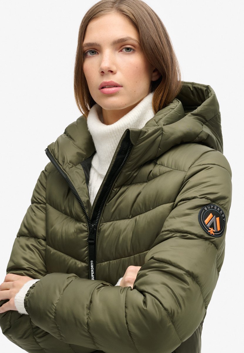 Superdry Gewatteerde Fuji Mid jas met capuchon Dames Gewatteerde jassen Groen