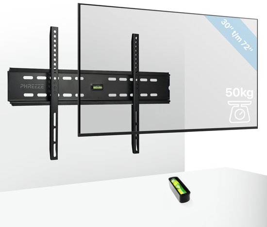 TV Muurbeugel Universeel 30 t/m 72 inch - Vaste TV Beugel tot 50kg - Slechts 22mm van Muur - VESA 100x100 t/m 400x600 - Geschikt voor Samsung, LG, Philips, Sony