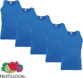 5 Pack Fruit of the Loom Valueweight Sportshirt-Onderhemd Royal Maat S