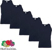 5 Pack Fruit of the Loom Valueweight Sportshirt-Onderhemd Blauw Maat M