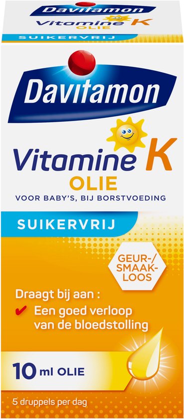 Davitamon Vitamine K Olie - vitamine K baby - speciaal ontwikkeld voor baby’s die nog borstvoeding krijgen - 10 ml
