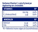 Tabel met vitaminen en mineralen in Davitamon Vitamine C + extra D3.