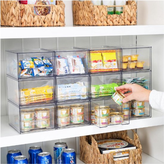 Lot De 4 Tiroirs Empilables En Acrylique Transparent – Organisateur Rangement Maquillage, Bureau, Salle De Bain - 14