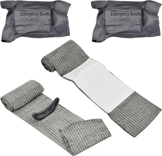Foto: Tactical tourniquet set van 2 4 eerste hulp trauma bandage hemostatische bandage nood compressie bandage nood hemostatische pad militaire tourniquet eenhandig outdoor noodverband voor ernstige noodgevallen buitenshuis en wandelen