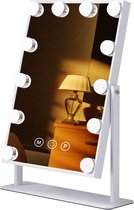 Hollywood make-upspiegel - 360 graden Gratis Rotatie - Slim aanraakscherm - Drie Licht Instellingen - 10x Vergroting Vanity Spiegel - Desktop make-upspiegel - 30cm x 41cm Wit
