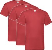 3 Pack Fruit of the Loom V Hals Maat XXXL (3XL) Valueweight Kleur Rood