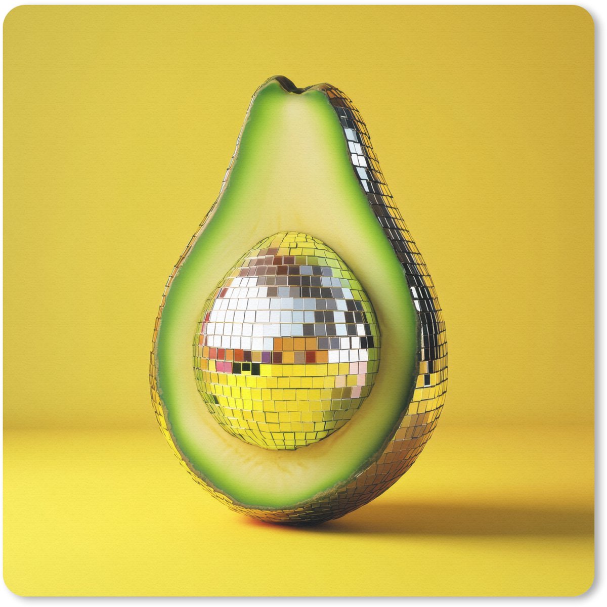 Muismat 30x30 cm - Mousepad Avocado - Discobal - Geel - Glitter - Muismatten