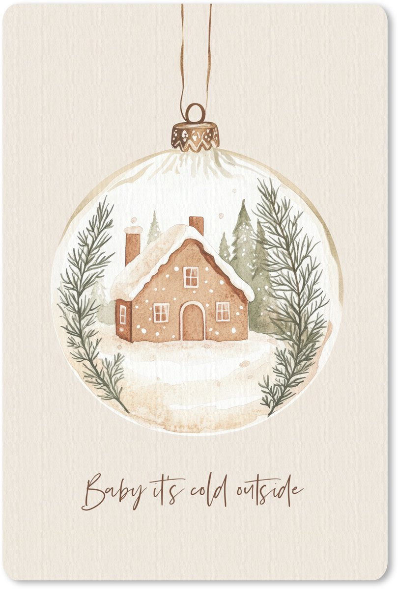 Muismat 18x27 cm - Mousepad Quote - Winter - Kerst - Beige - Kerstbal - Muismatten