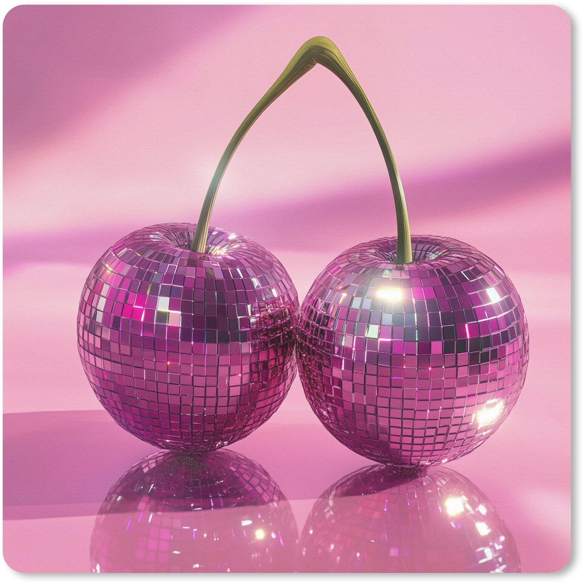 Muismat XXL 80x80 cm - Bureau onderlegger - Bureau mat Glitter - Discobol - Roze - Kersen - Bureaumat - Gaming mousepad xl - Bureaulegger groot - Computer deskmat