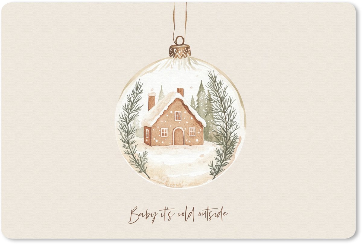 Muismat 27x18 cm - Mousepad Quote - Winter - Kerst - Beige - Kerstbal - Muismatten
