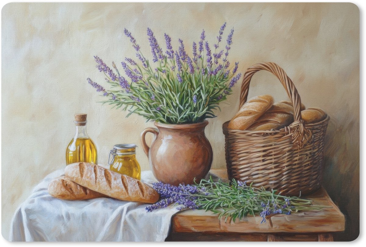 Muismat 27x18 cm - Mousepad Lavendel - Brood - Stilleven - Muismatten