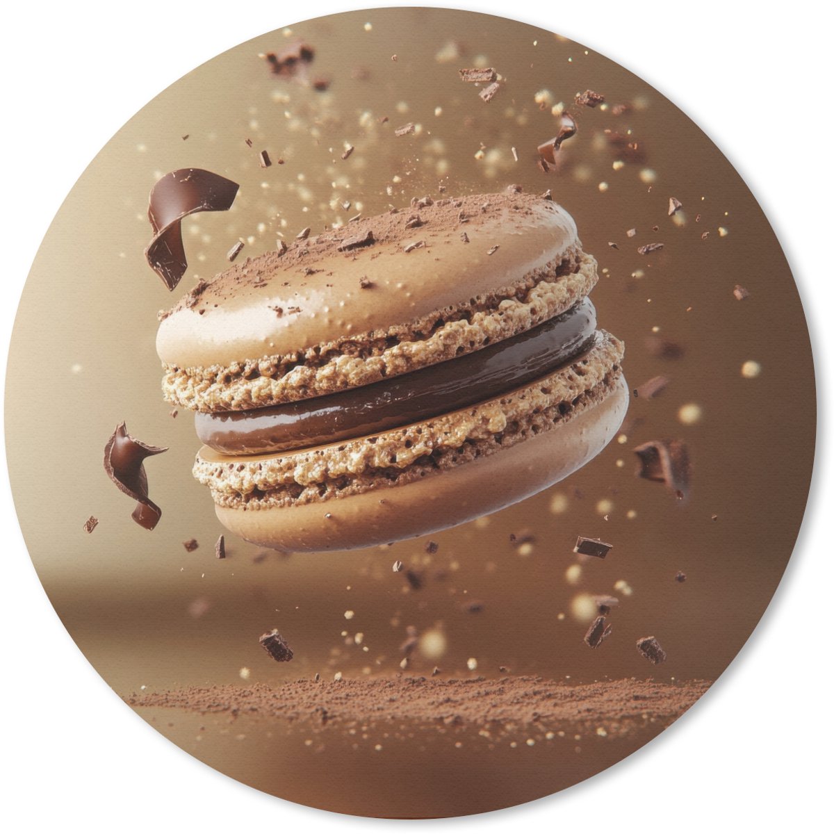 Muismat rond 20x20 cm - Mousepad Chocolade - Macarons - Eten - Snoep - Ronde muismatten