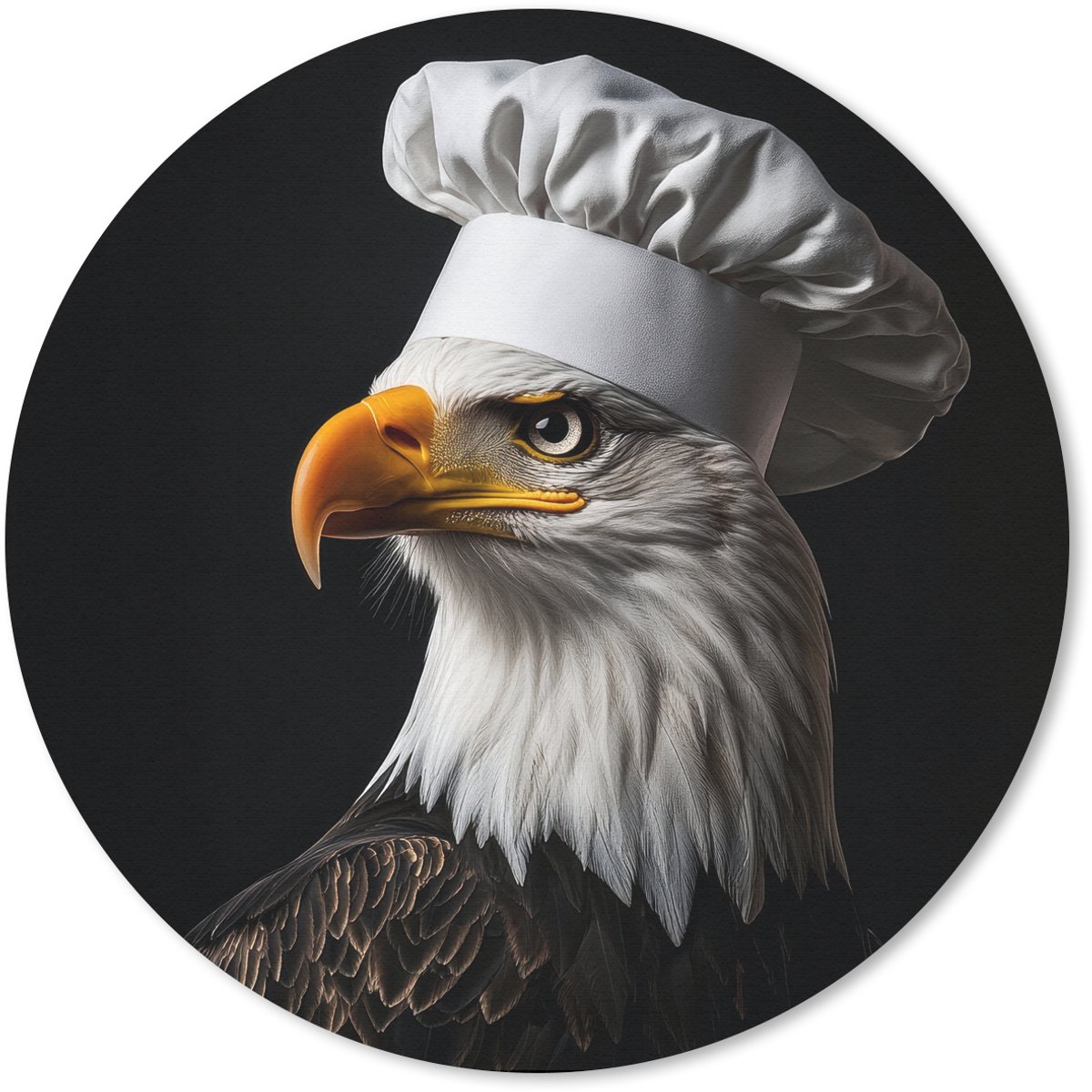 Muismat rond 20x20 cm - Mousepad Arend -Amerika - Koksmuts - Vogel - Stoer - Ronde muismatten