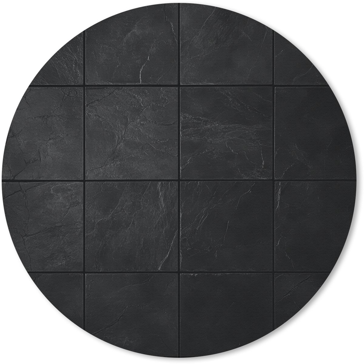 Muismat rond 20x20 cm - Mousepad Zwart - Tegels - Ronde muismatten