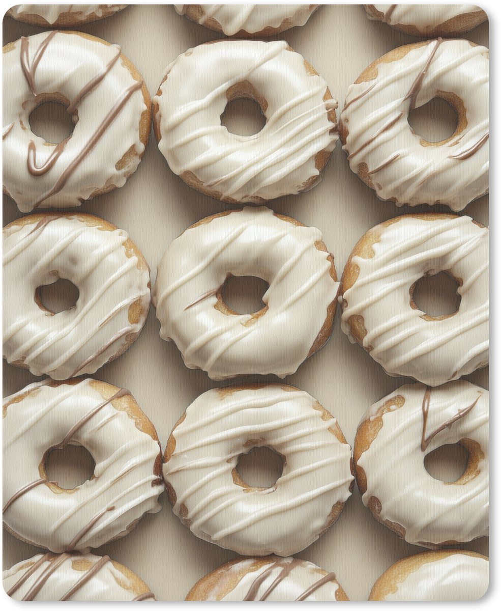 Muismat 19x23 cm - Mousepad Donuts - Chocolade - Wit - Beige - Muismatten
